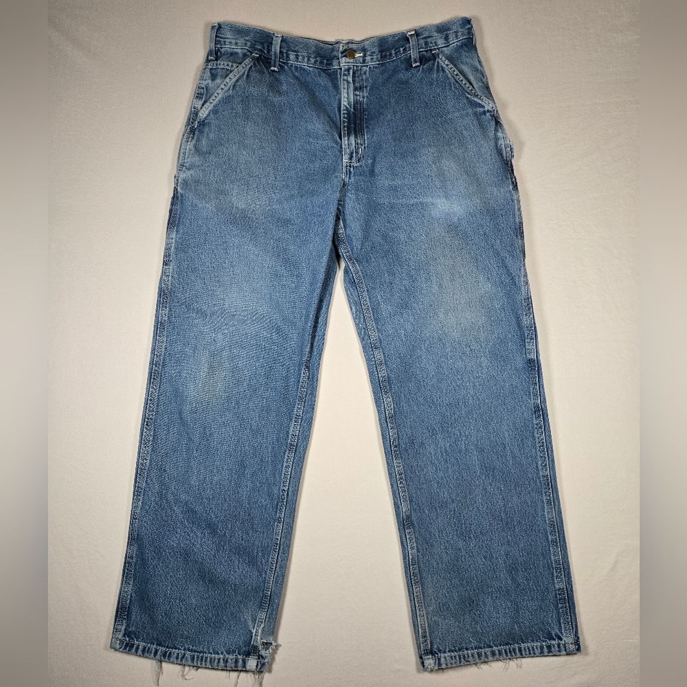 Vintage Carhartt B13 DST Loose Fit Carpenter Jeans 38x32 Darkstone Wash Fade